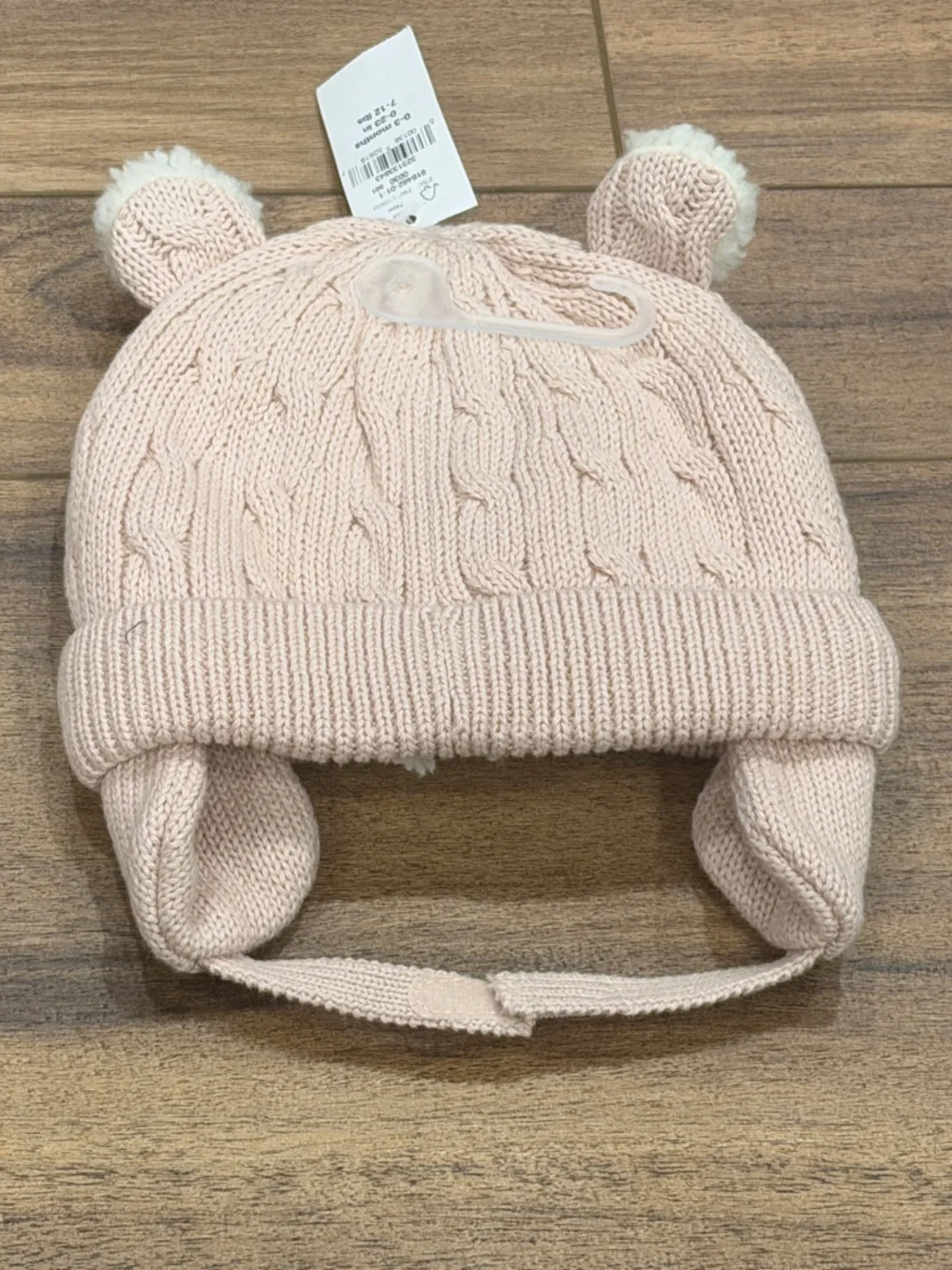 GAP Baby Cable Knit Ear Hat - Pale Pink
